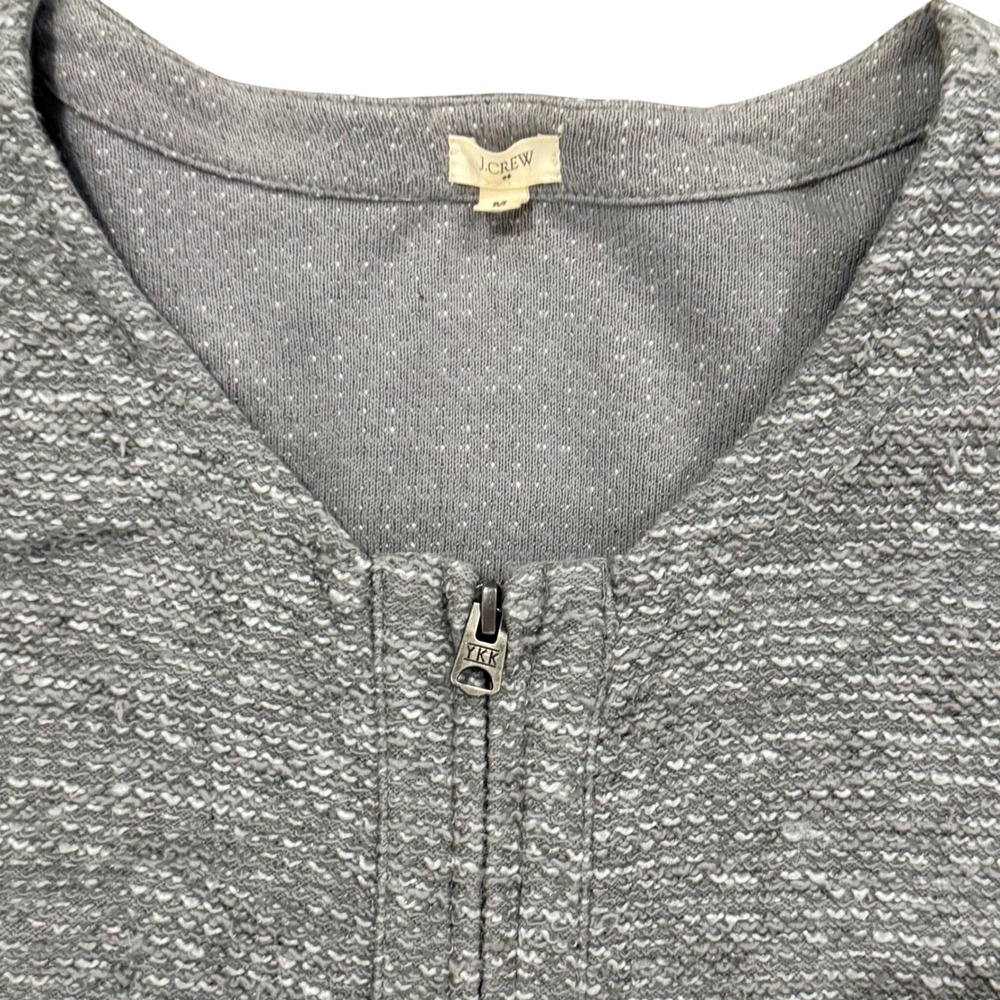 J.Crew Womens Grey Boucle Textured Knit Peplum Zip Up Jacket Medium - Picture 2 of 3